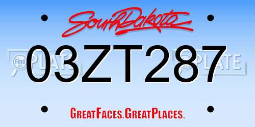 03ZT287 South Dakota License Plate