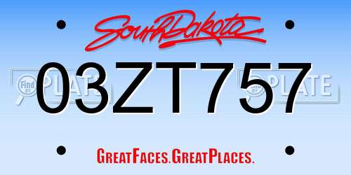 03ZT757 South Dakota License Plate