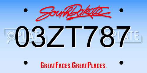 03ZT787 South Dakota License Plate
