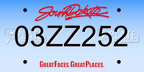 03ZZ252 South Dakota License Plate