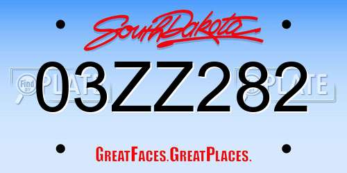 03ZZ282 South Dakota License Plate