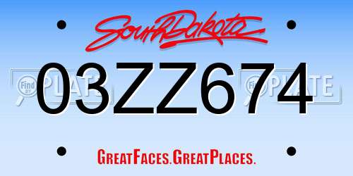03ZZ674 South Dakota License Plate