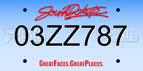 03ZZ787 South Dakota License Plate