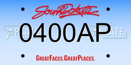 0400AP South Dakota License Plate