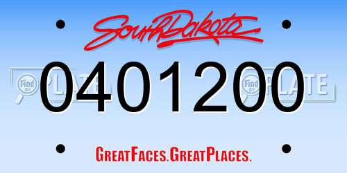 0401200 South Dakota License Plate