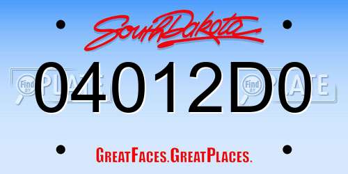 04012D0 South Dakota License Plate