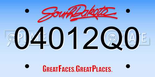 04012Q0 South Dakota License Plate