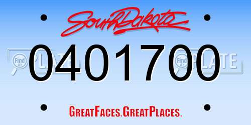 0401700 South Dakota License Plate