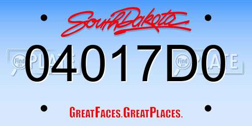 04017D0 South Dakota License Plate