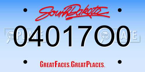 04017O0 South Dakota License Plate