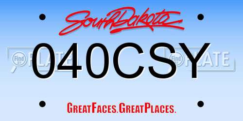 040CSY South Dakota License Plate