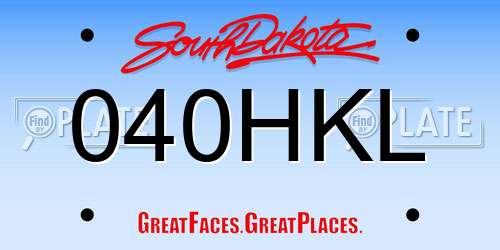 040HKL South Dakota License Plate
