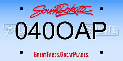 040OAP South Dakota License Plate