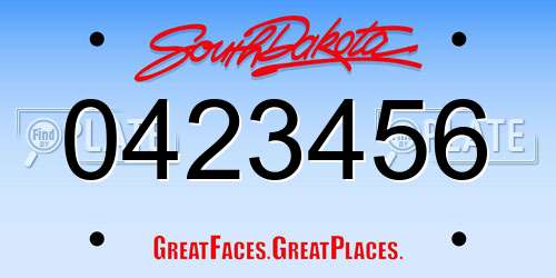 0423456 South Dakota License Plate