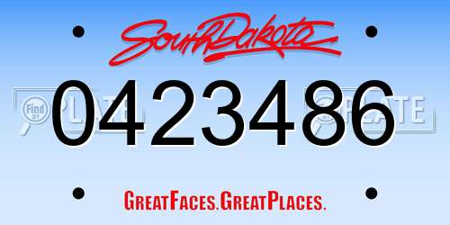 0423486 South Dakota License Plate