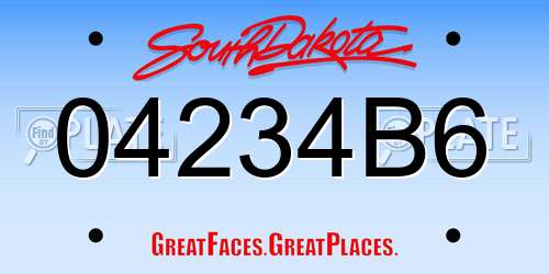 04234B6 South Dakota License Plate