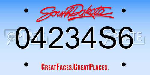 04234S6 South Dakota License Plate