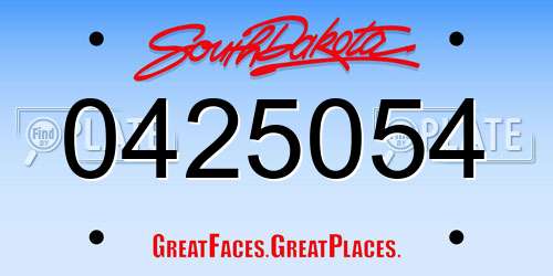 0425054 South Dakota License Plate