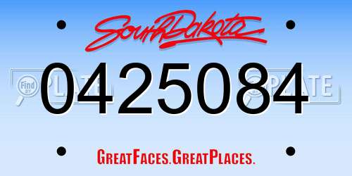 0425084 South Dakota License Plate