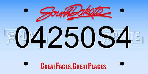 04250S4 South Dakota License Plate