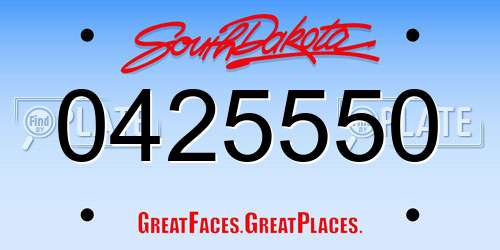 0425550 South Dakota License Plate