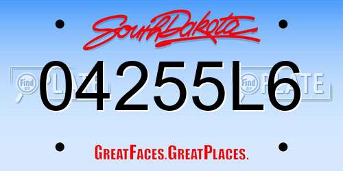 04255L6 South Dakota License Plate