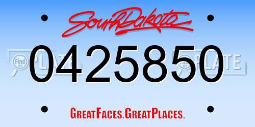 0425850 South Dakota License Plate