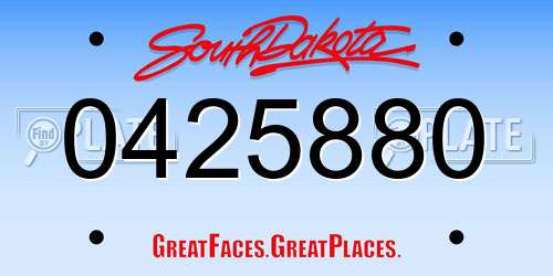 0425880 South Dakota License Plate