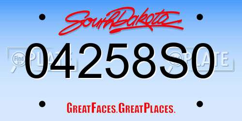 04258S0 South Dakota License Plate