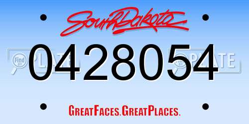 0428054 South Dakota License Plate