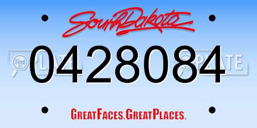0428084 South Dakota License Plate