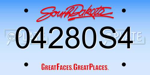 04280S4 South Dakota License Plate