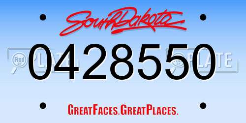 0428550 South Dakota License Plate