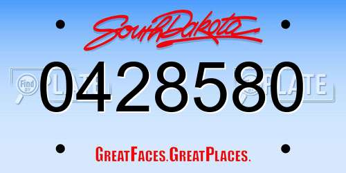 0428580 South Dakota License Plate