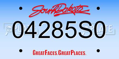 04285S0 South Dakota License Plate