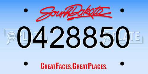 0428850 South Dakota License Plate