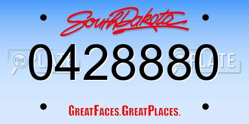 0428880 South Dakota License Plate