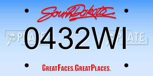 0432WI South Dakota License Plate