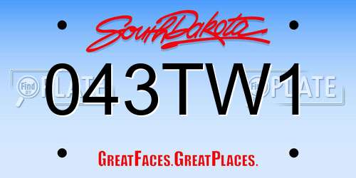 043TW1 South Dakota License Plate