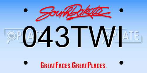 043TWI South Dakota License Plate