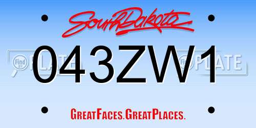 043ZW1 South Dakota License Plate