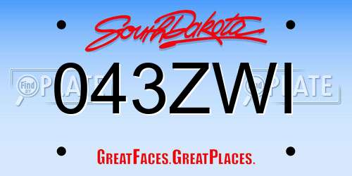 043ZWI South Dakota License Plate