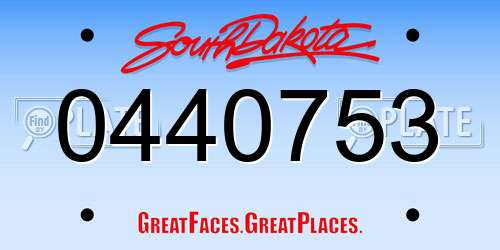 0440753 South Dakota License Plate