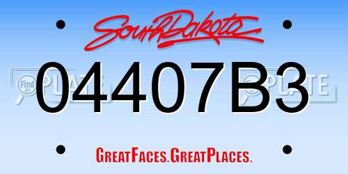 04407B3 South Dakota License Plate