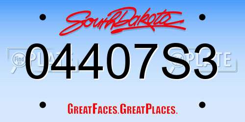 04407S3 South Dakota License Plate