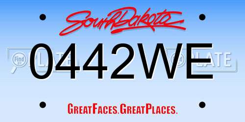 0442WE South Dakota License Plate