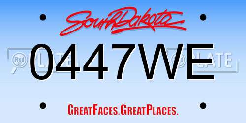 0447WE South Dakota License Plate