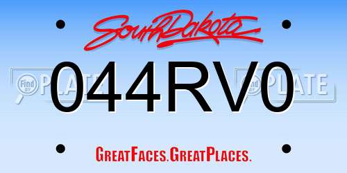 044RV0 South Dakota License Plate