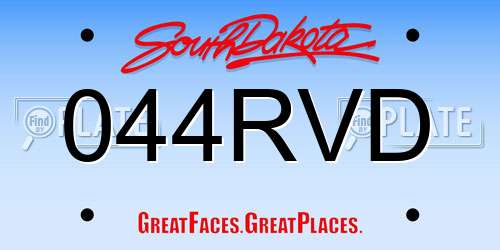 044RVD South Dakota License Plate