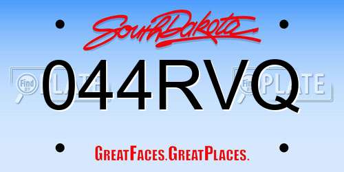 044RVQ South Dakota License Plate